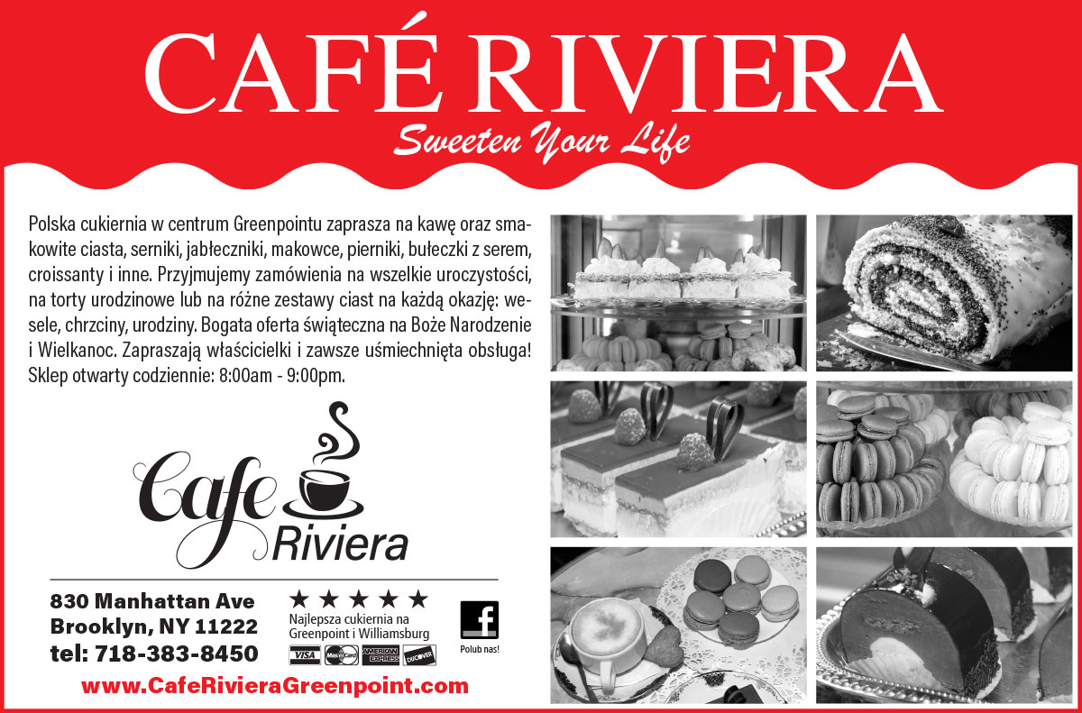 Reklama cafe riviera piekarnia cukiernia brooklyn nowy jork