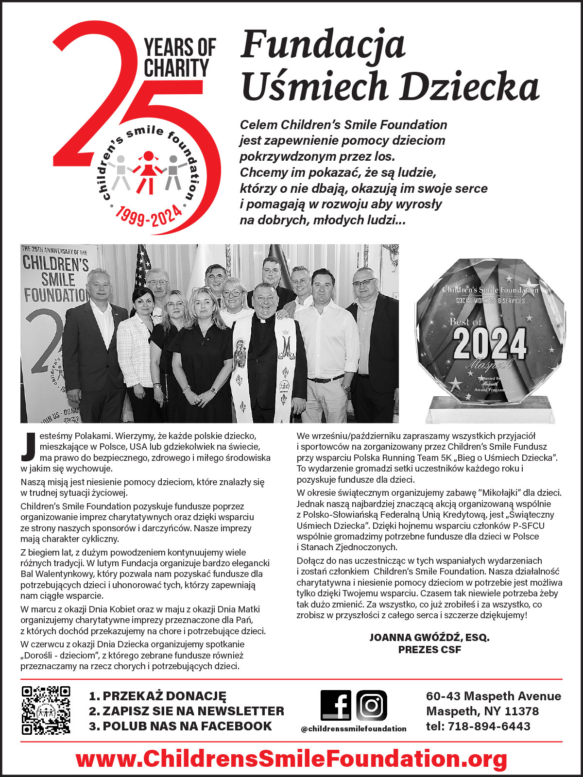 Reklama childrens smile foundation organizacja polonijna maspeth nowy jork