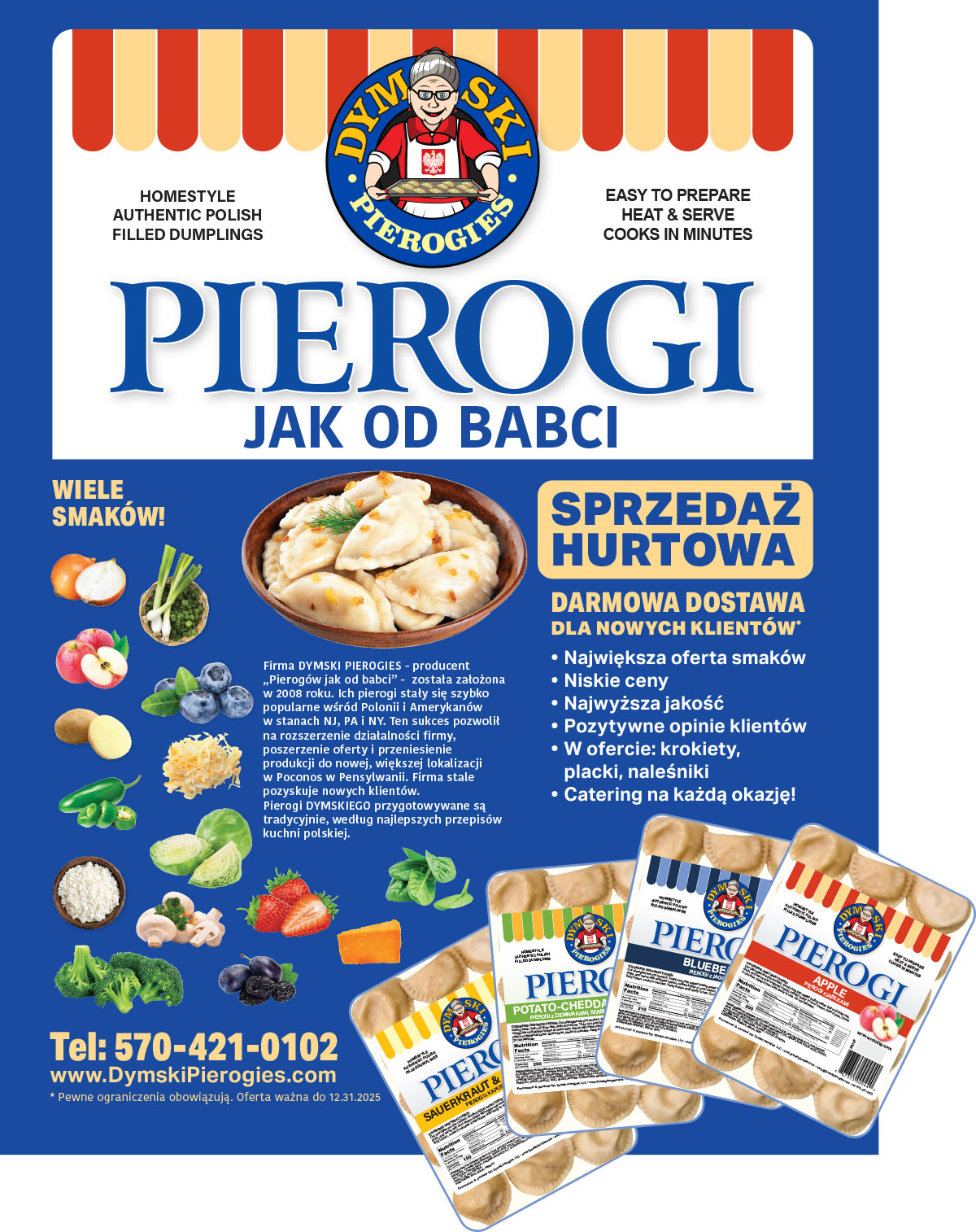 Reklama dymski pierogies pierogi polskie sprzedaz hurtowa