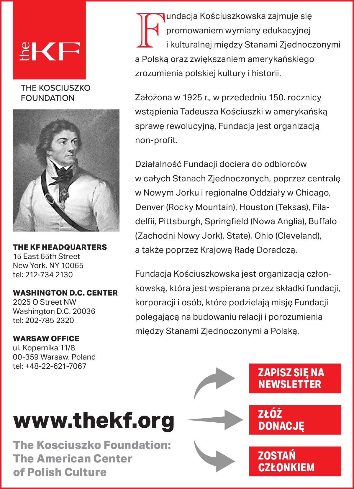 Reklama fundacja kosciuszkowska organizacja polonijna new york nowy jork