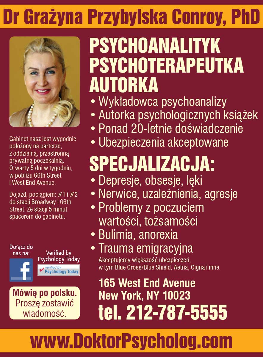 Reklama grazyna przybylska conroy psycholog psychoterapeuta new york nowy jork