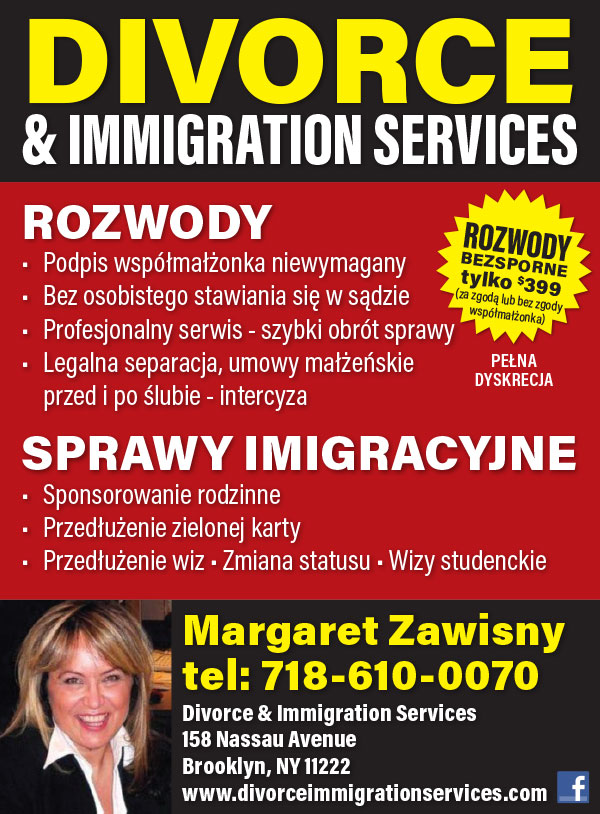 Reklama margaret zawisny rozwody imigracja brooklyn nowy jork