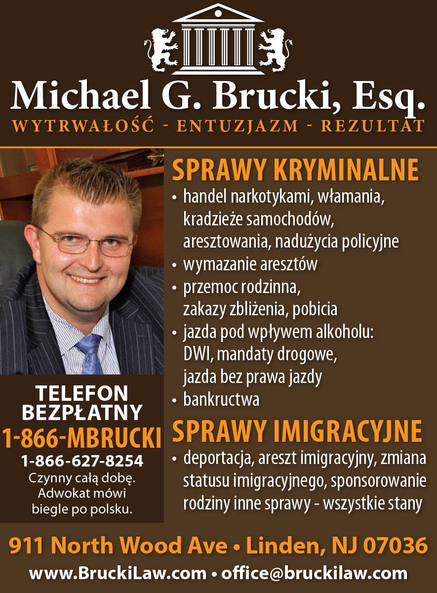 Reklama michael g brucki adwokat sprawy karne linden new jersey
