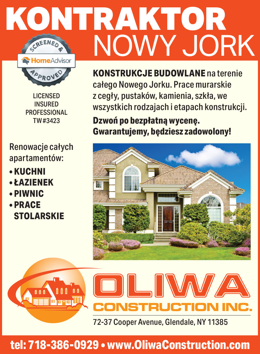 Reklama oliwa construction kontraktor budowlany glendale nowy jork