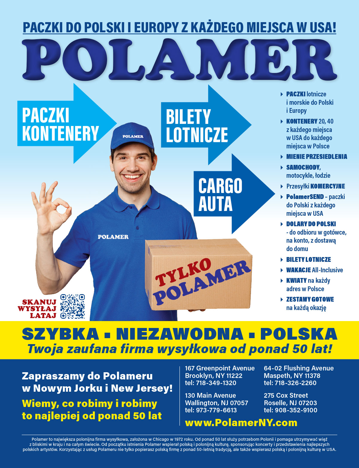 Reklama polamer wysylka paczek samochodow do polski z usa
