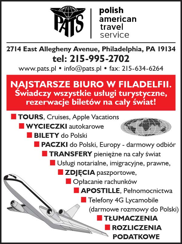 Reklama polish american travel service pats bilety lotnicze biuro podrozy philadelphia pennsylvania
