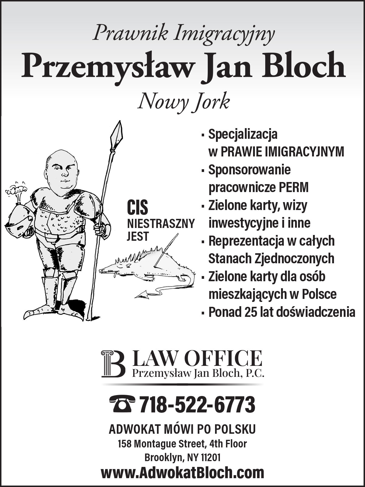 Reklama przemyslaw jan bloch adwokat imigracyjny brooklyn nowy jork