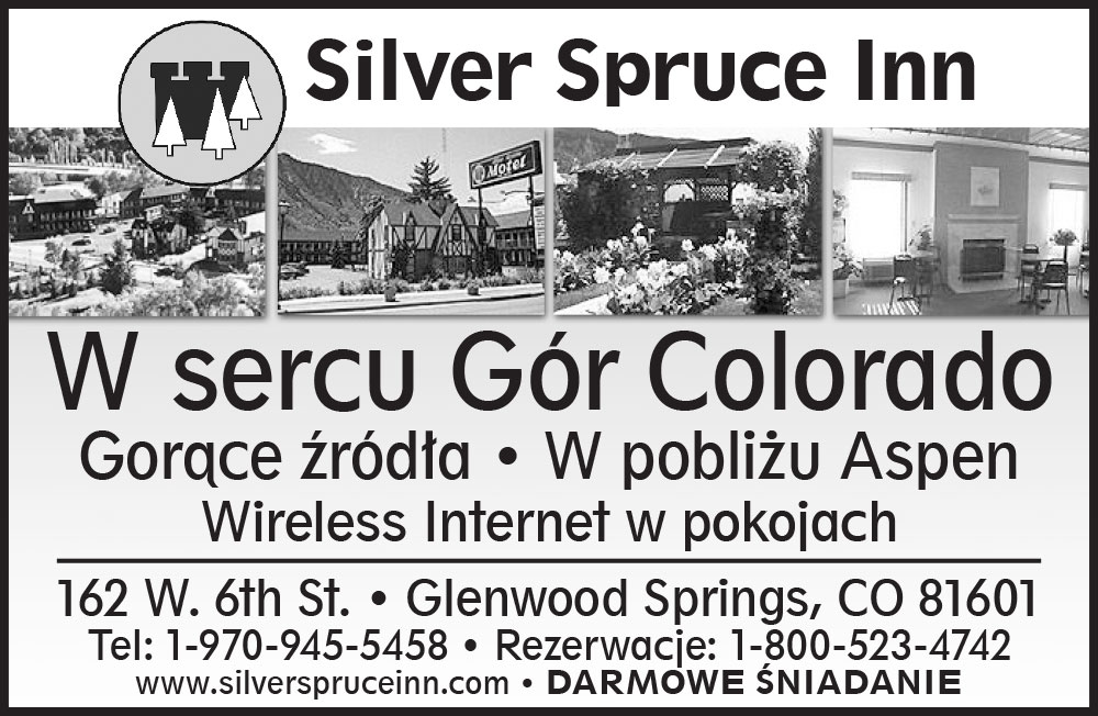 Reklama silver spruce inn osrodek turystyczny wakacje glenwood springs kolorado