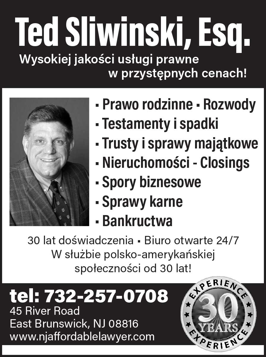 Reklama ted sliwinski adwokat rozwody prawo rodzinne east brunswick new jersey